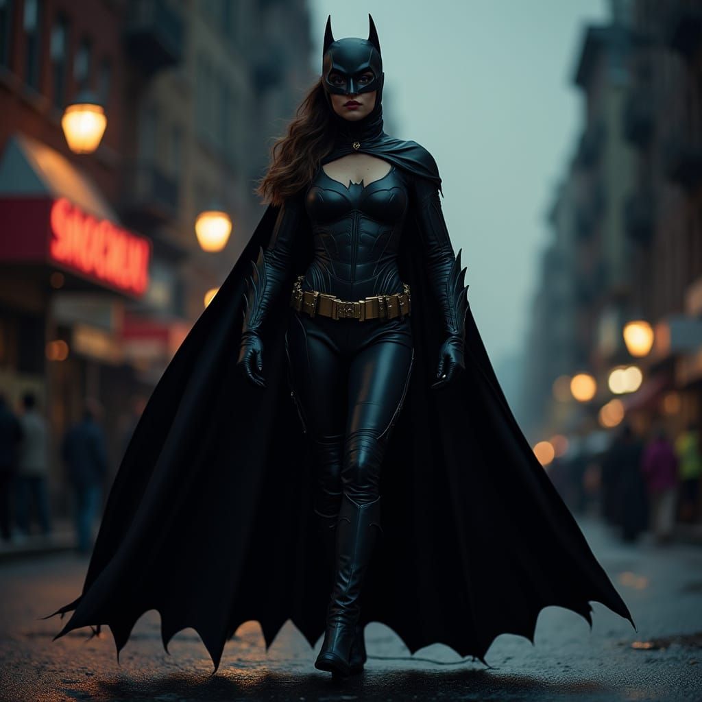 Heroic Batgirl in Dark Gritty Gotham City