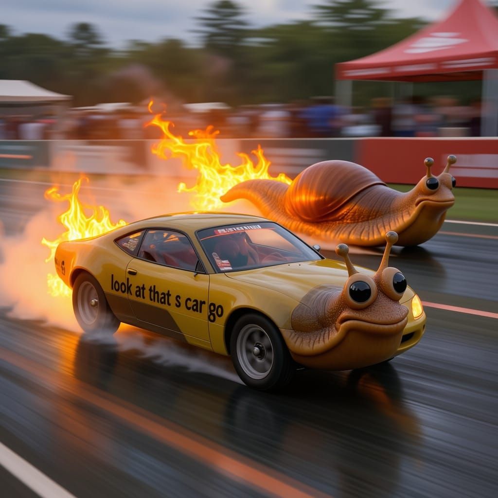 Slugs in Realistic Drag Race as Digital Art