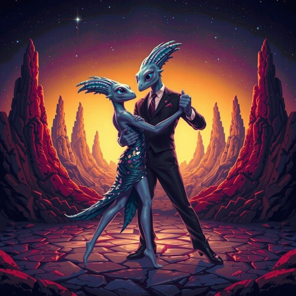 Aliens dancing tango