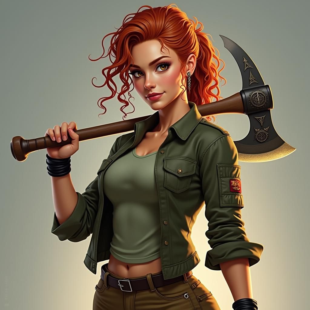 Fierce Redhead with Golden Eye, Detailed Matte Painting