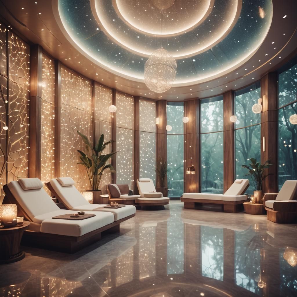 Retrofuturistic Dreamlike Spa in Professional Photography St...