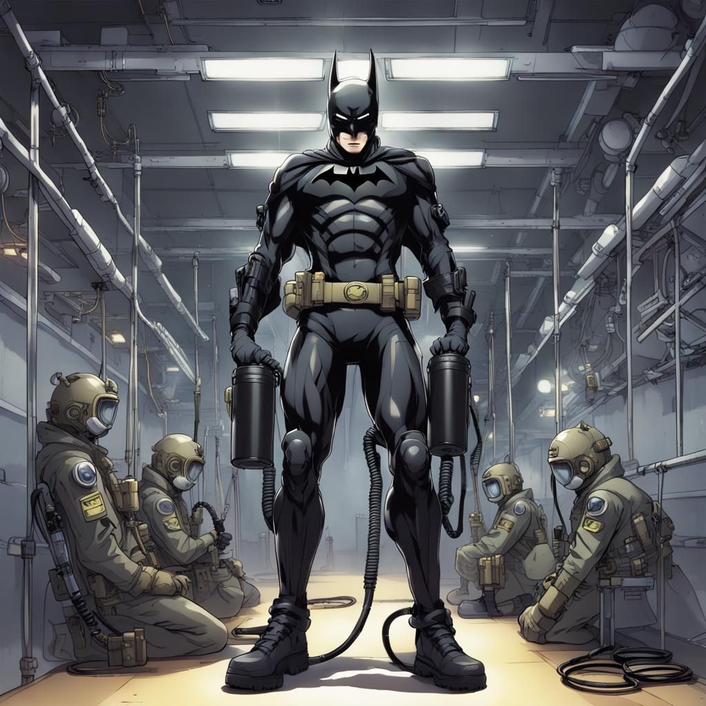 Futuristic Anime Batman Drone in Army Base