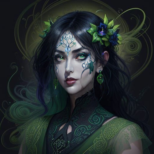 Mysterious Black Orchid in Vibrant Alcohol Ink Style