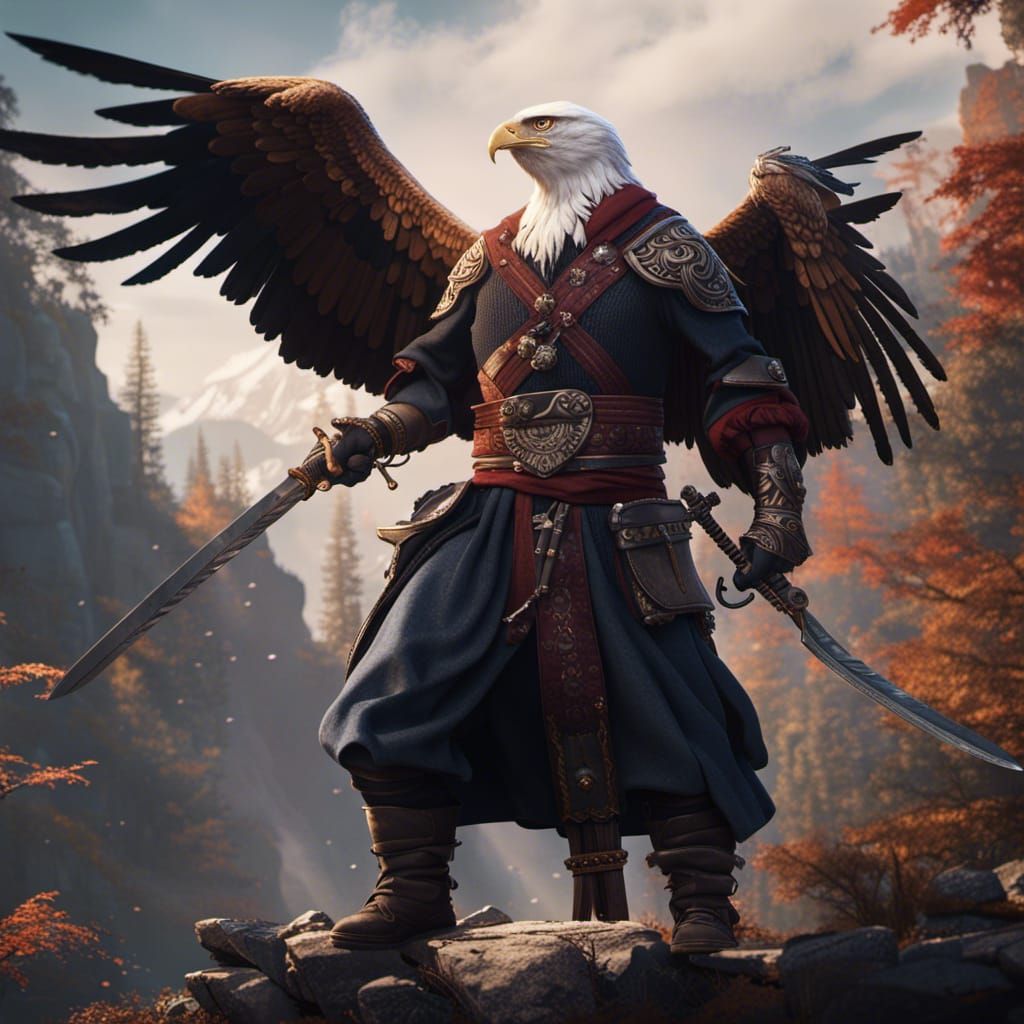 Eagle Ninja Sword Master in Detailed Digital Art