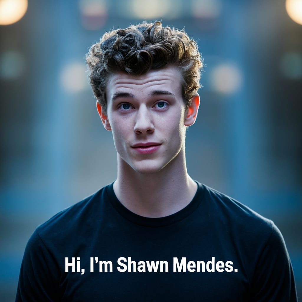 Hyperrealistic Portrait of Shawn Mendes Introducing Himself