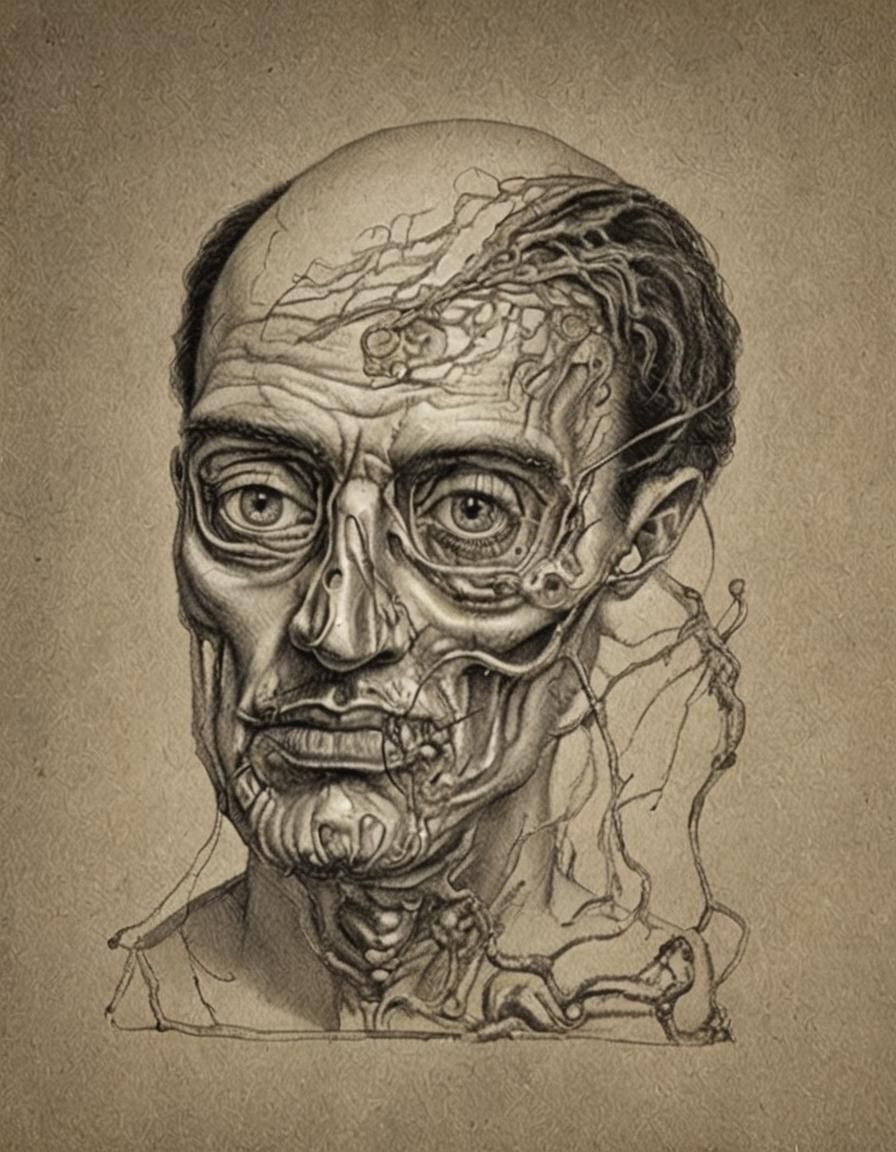 Surreal Melting Face in Salvador Dali Style