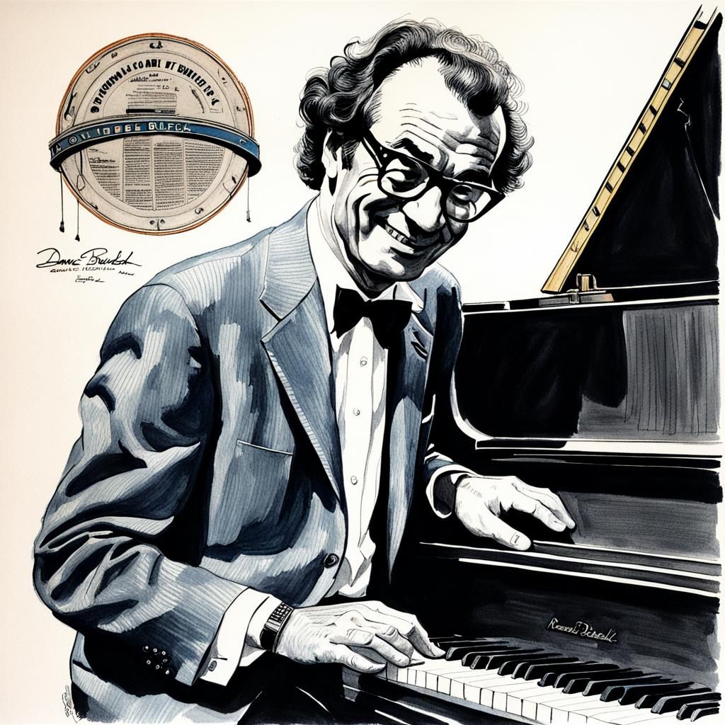 Dave Brubeck Portrait in Vintage Jazz Style