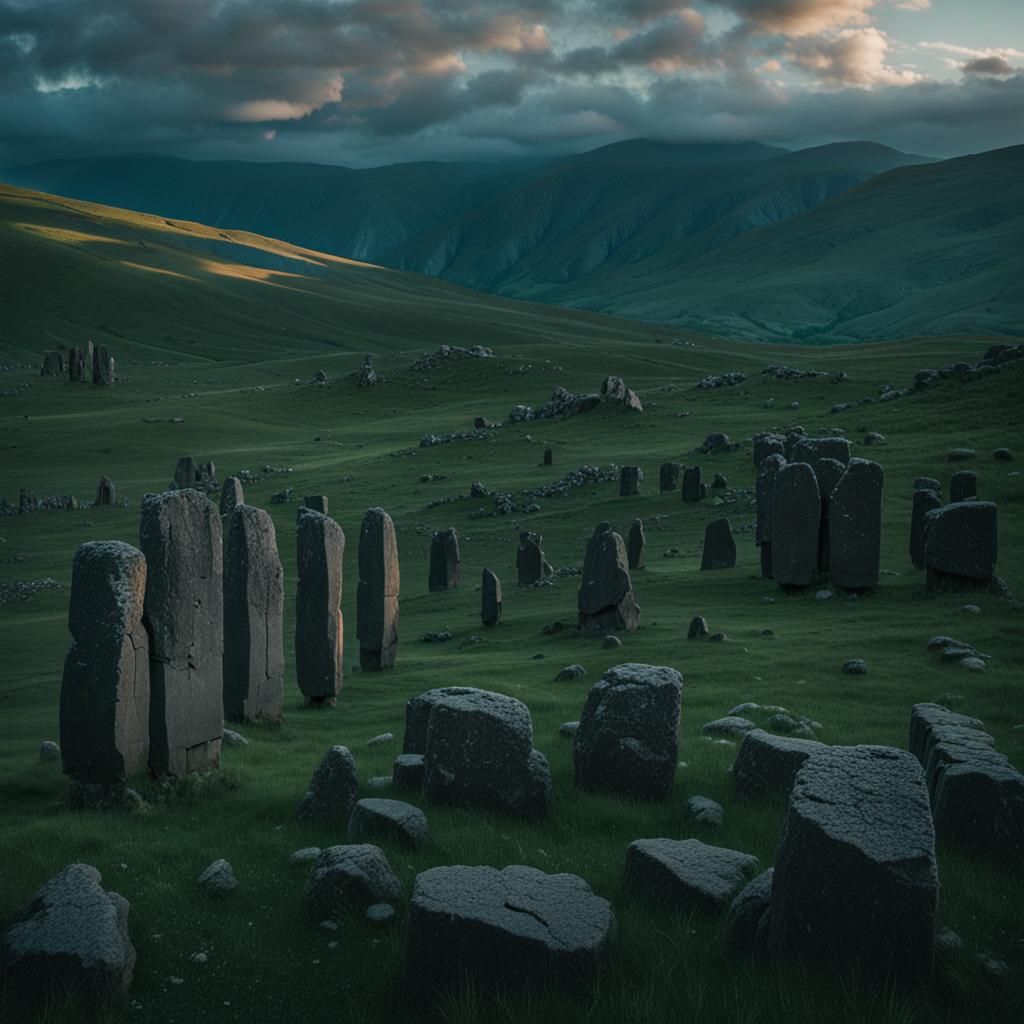 Eerie Ancient Monoliths in Rugged Armenian Landscape