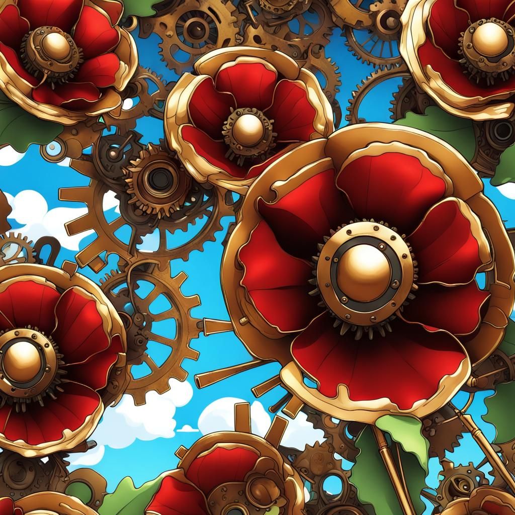 Steampunk Poppies Falling From the Sky