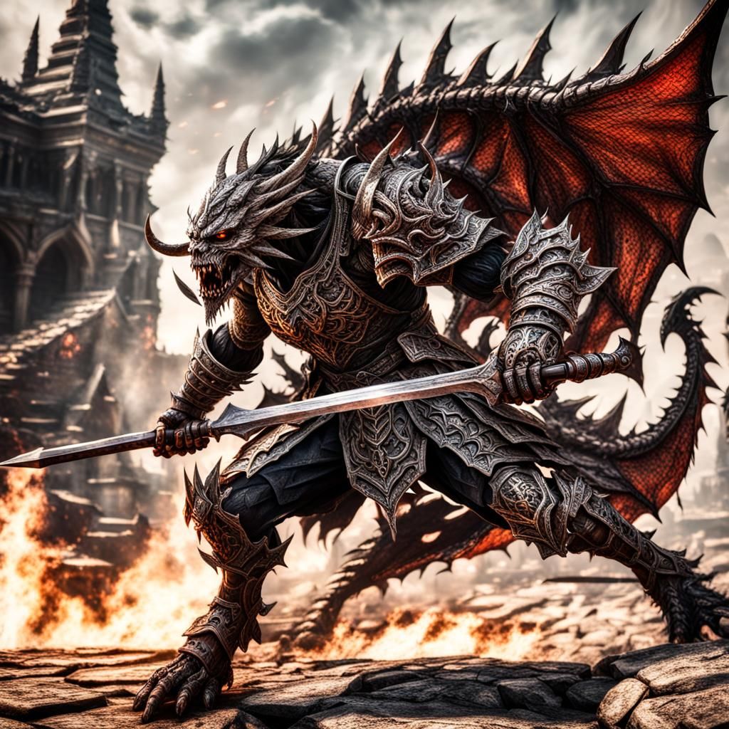 Hyperrealistic Draconic Demon Soldier in HDR