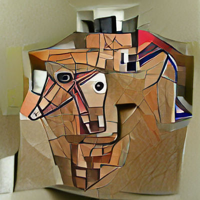 Abstract Cubist Man-Horse Fusion