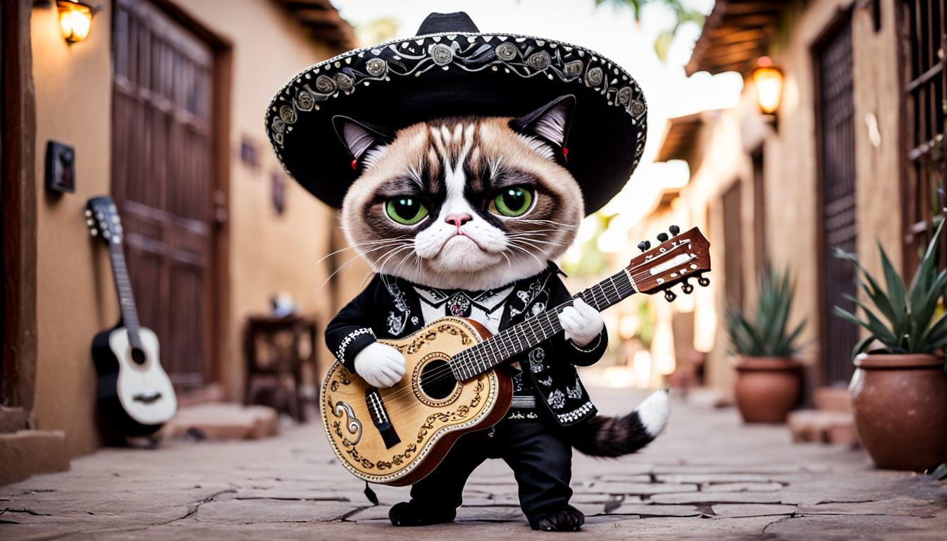 Grumpy Cat in mariachi outfit