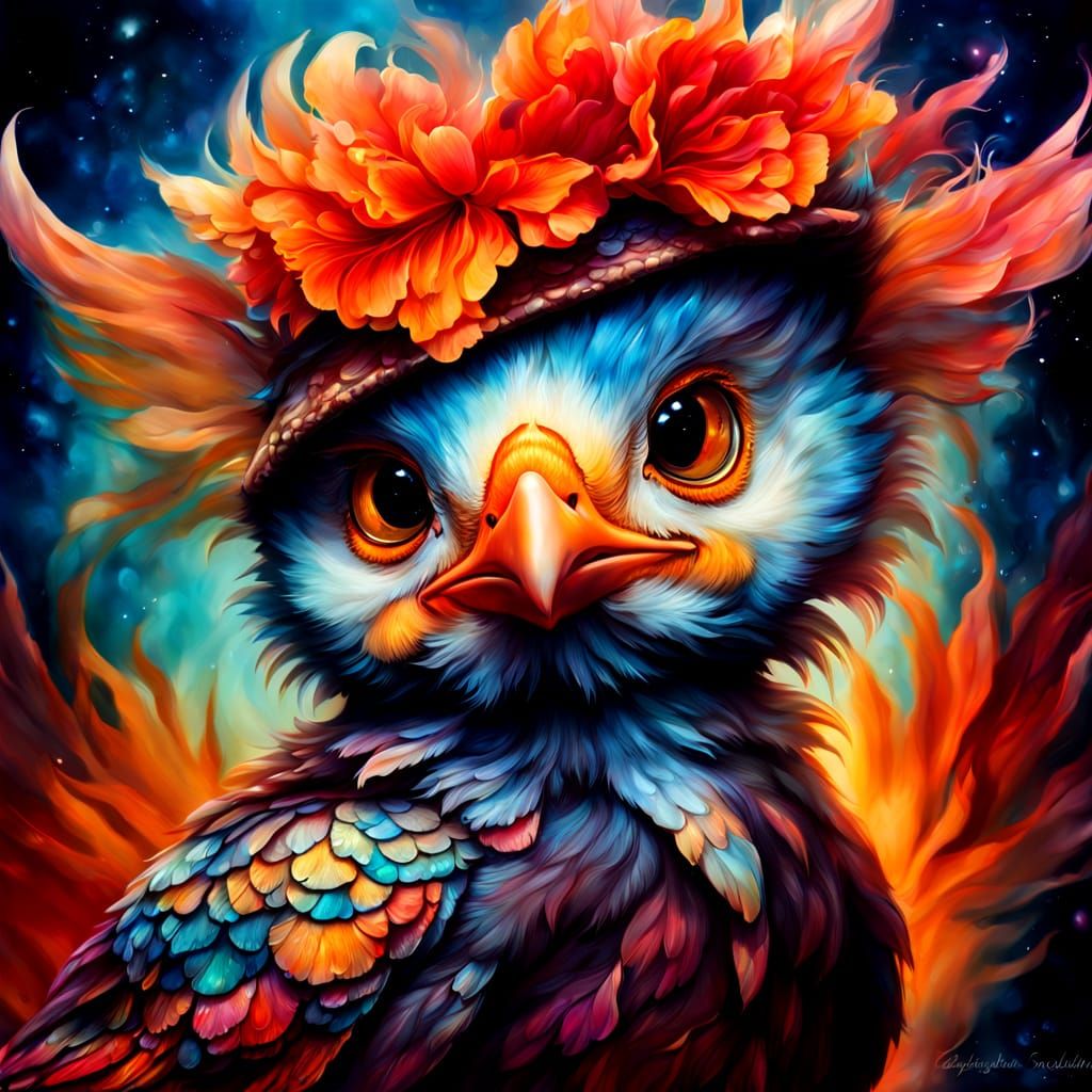 Baby Chicken in Alcohol Ink Textures