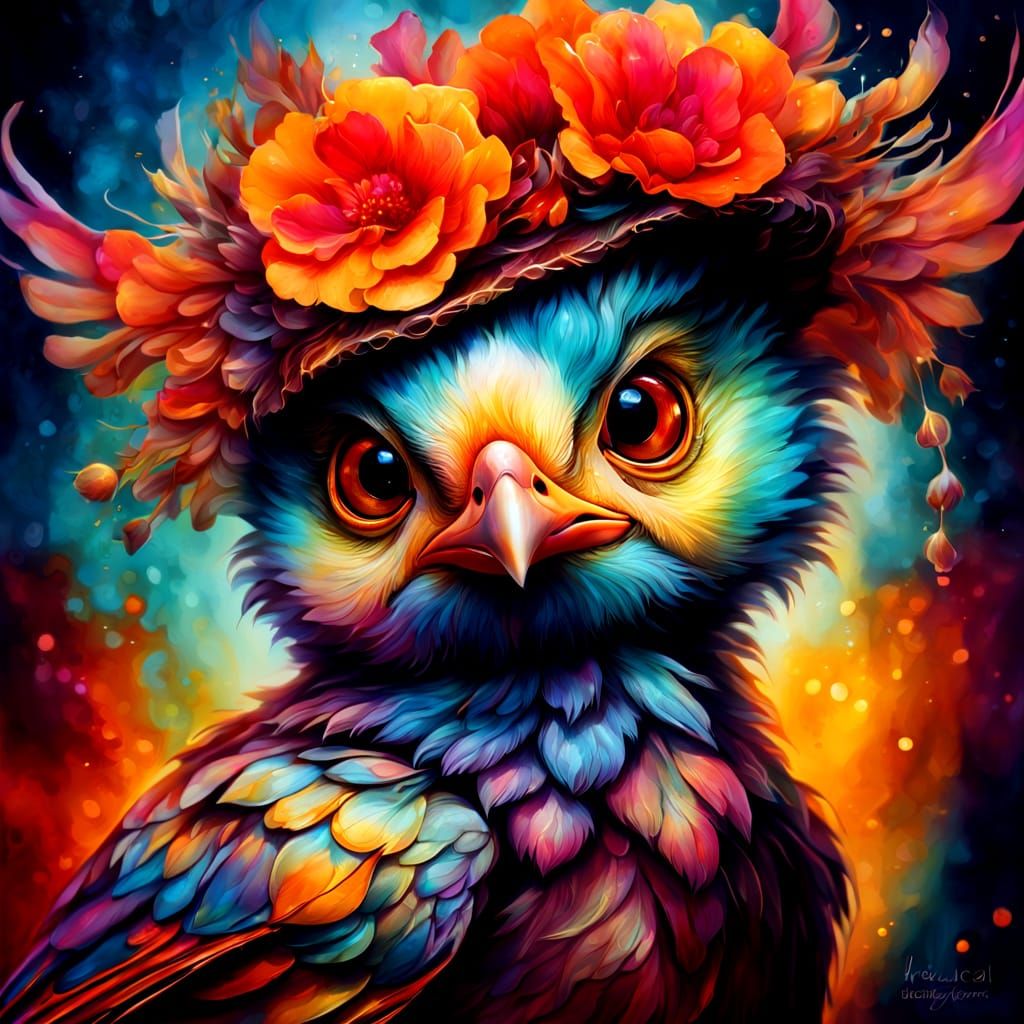 Alcohol Ink Baby Chicken in Macro Photography