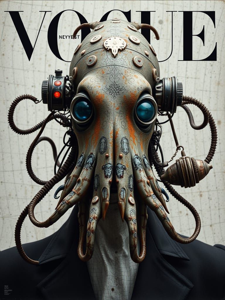 Cyborg Squid in a Haywire Future Landscape