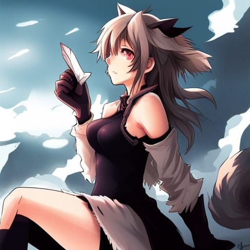 Anime Style Wolf Girl Illustration