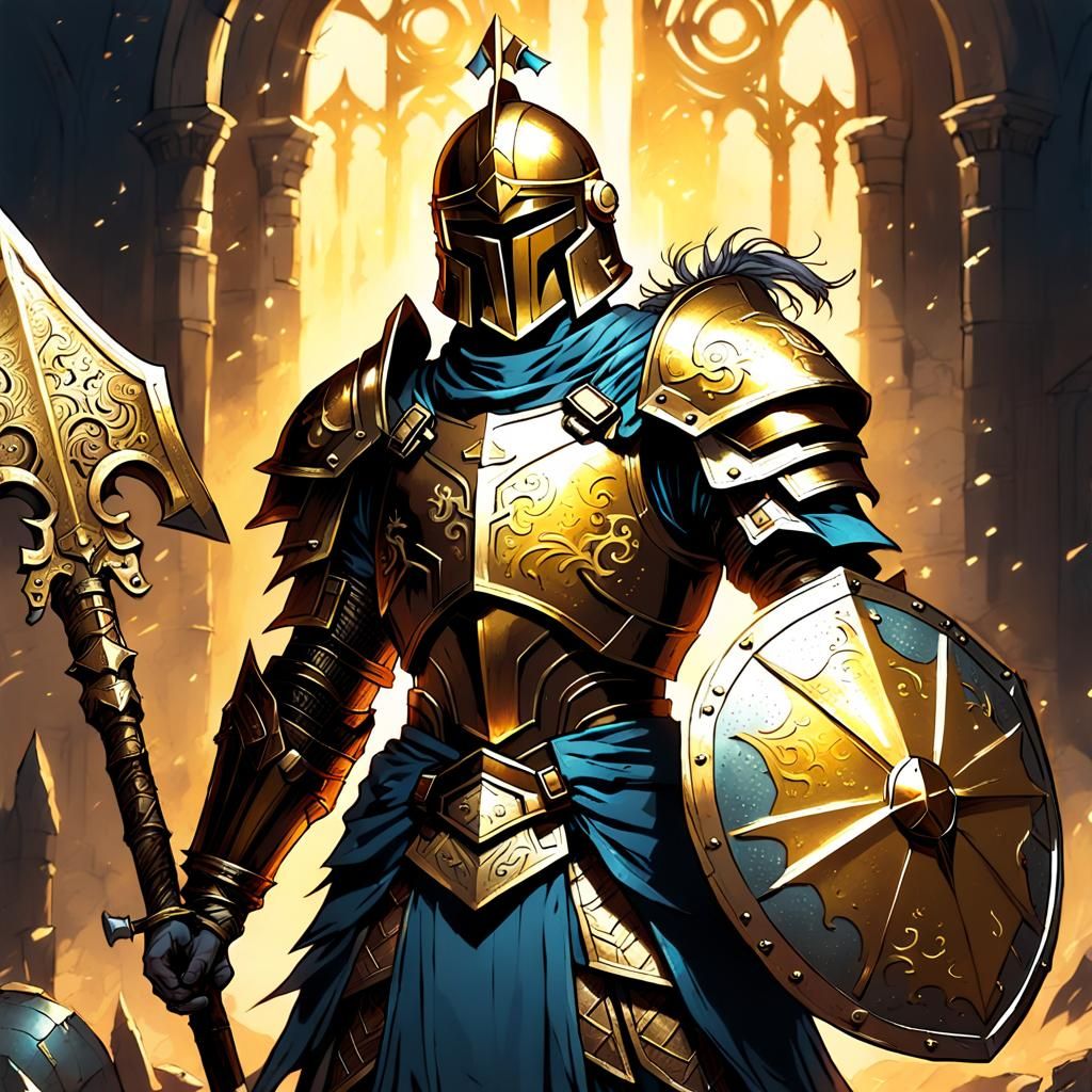 Paladin in Golden Armor Concept Art