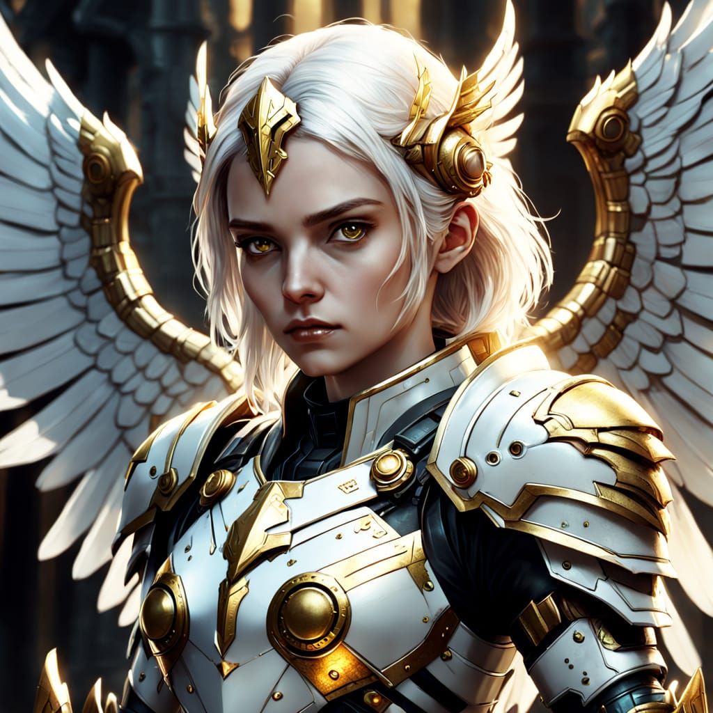 Winged Paladin in Gothic Sci-Fi Style