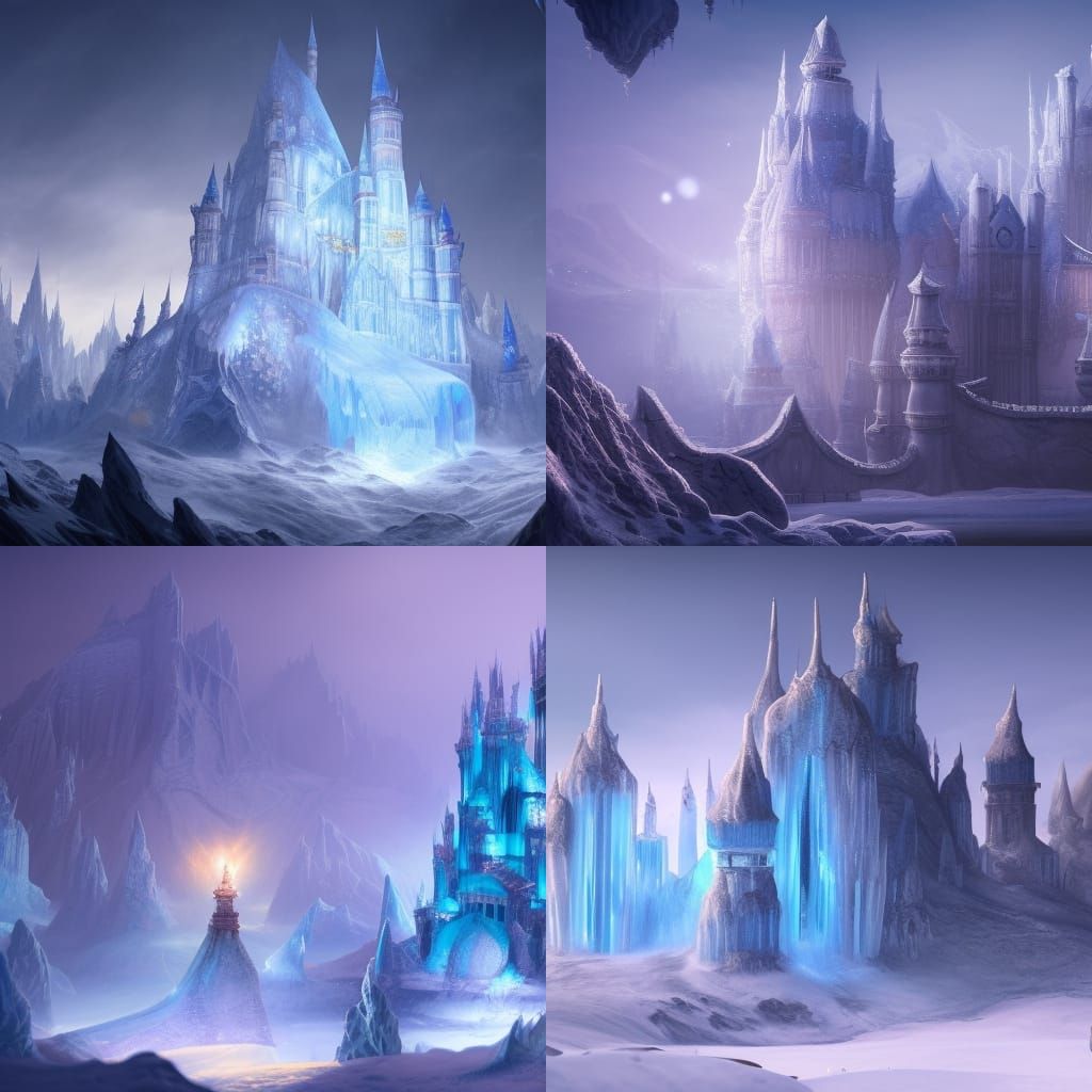 Fantastical Ice Castle: Detailed Matte Painting