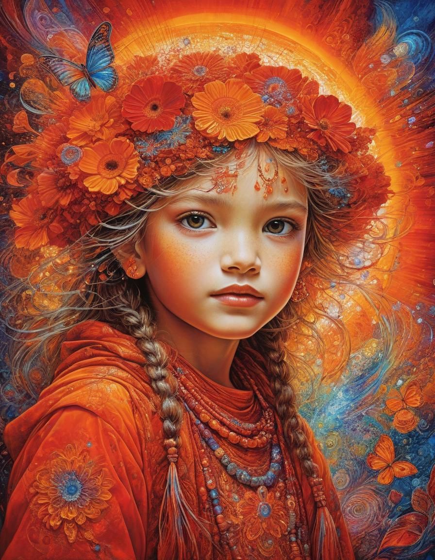 Ethereal Girl Portrait in Precisionist Style