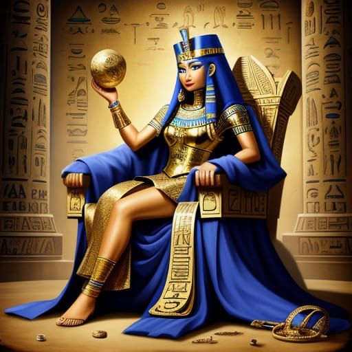 Majestic Egyptian Queen on Her Throne