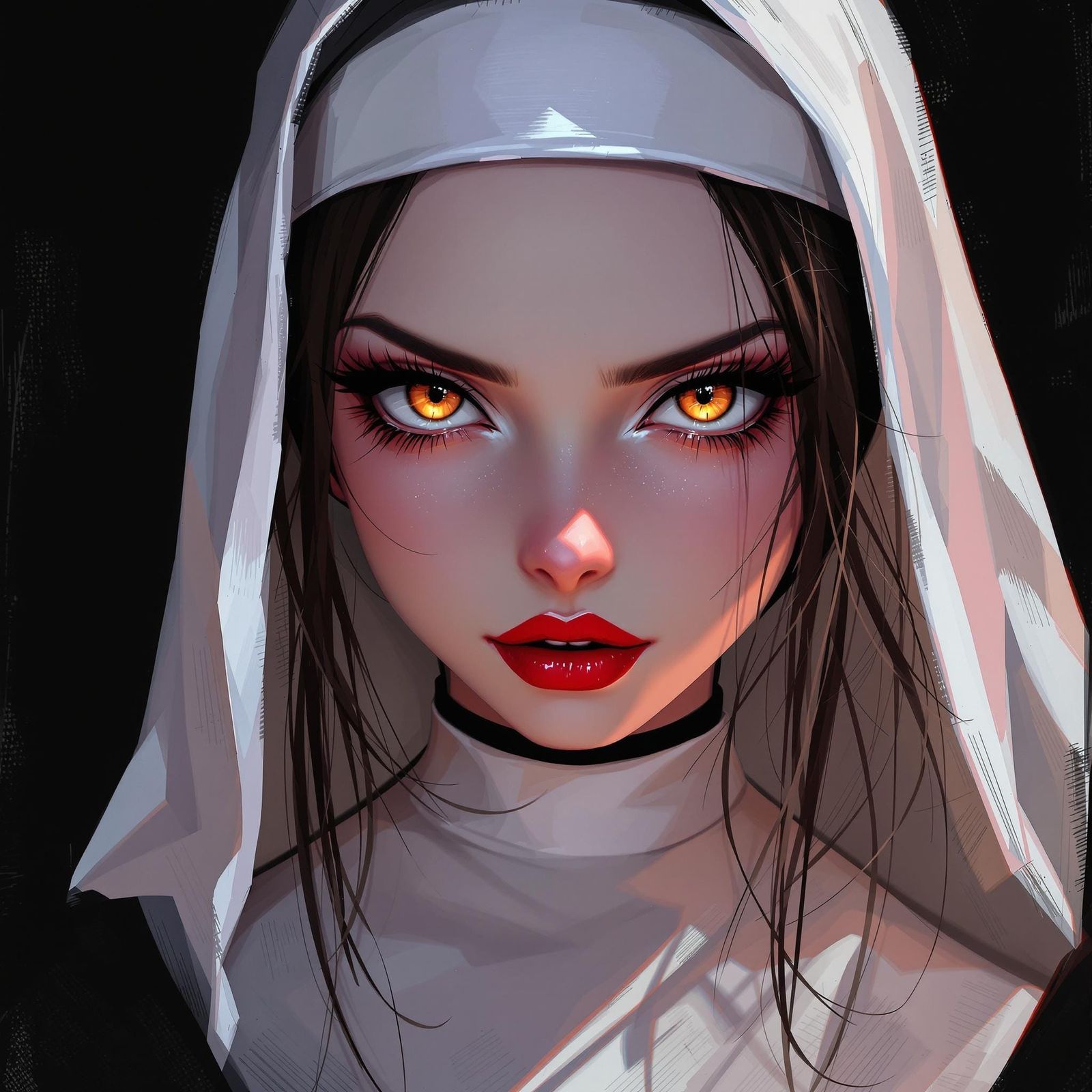 Anime Nun Portrait in Digital Painting Style