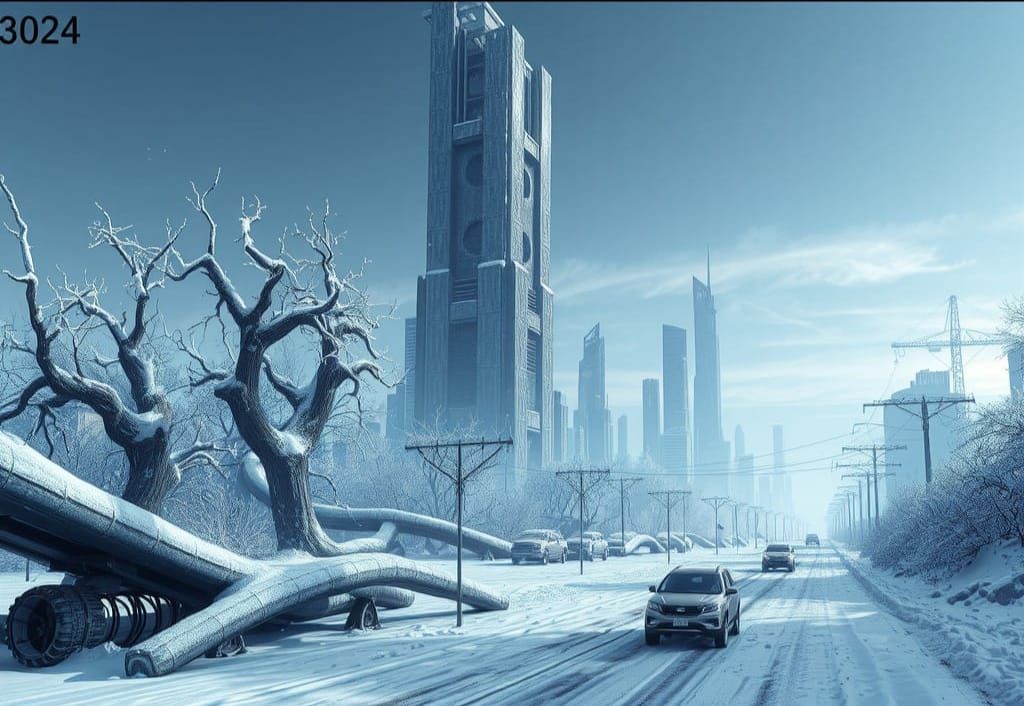 Post-Apocalyptic Winter in 3024, a Futuristic Landscape of R...