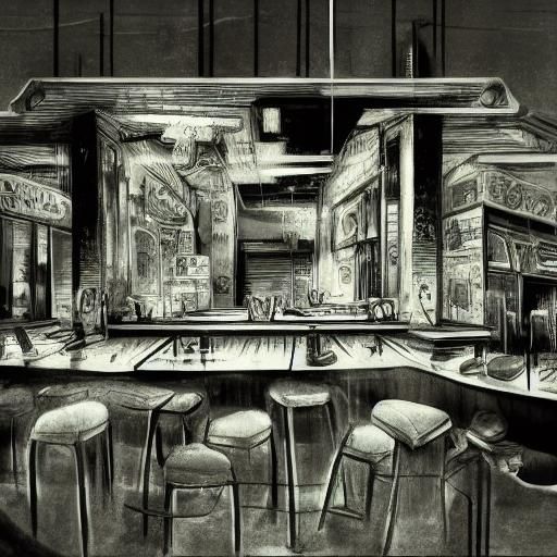 Creepy Anime: Abandoned Jazz Club with Dead Bartender