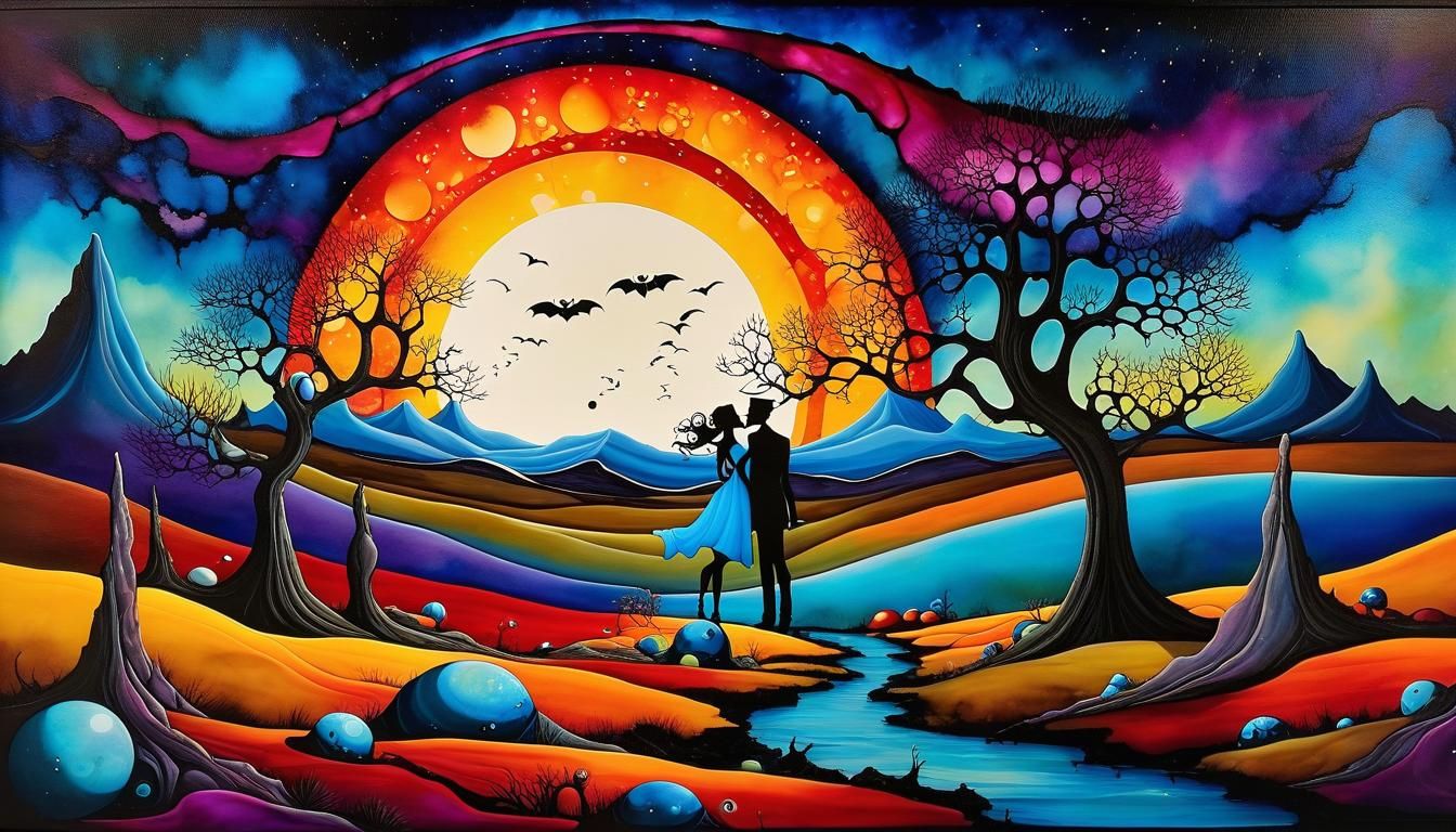 Surreal Creatures' Last Kiss in Desolate Land