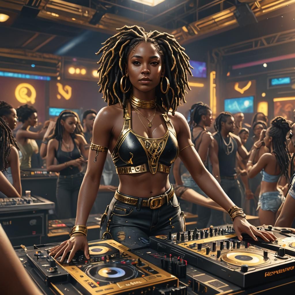 Black Female DJ with Golden Dreads