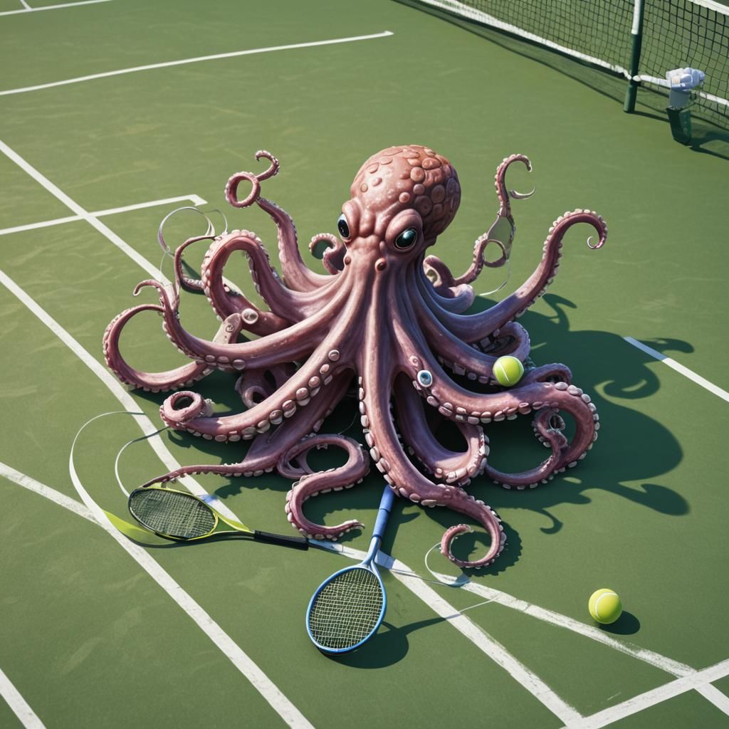 Octopus Tennis Star: 3D Anime Art