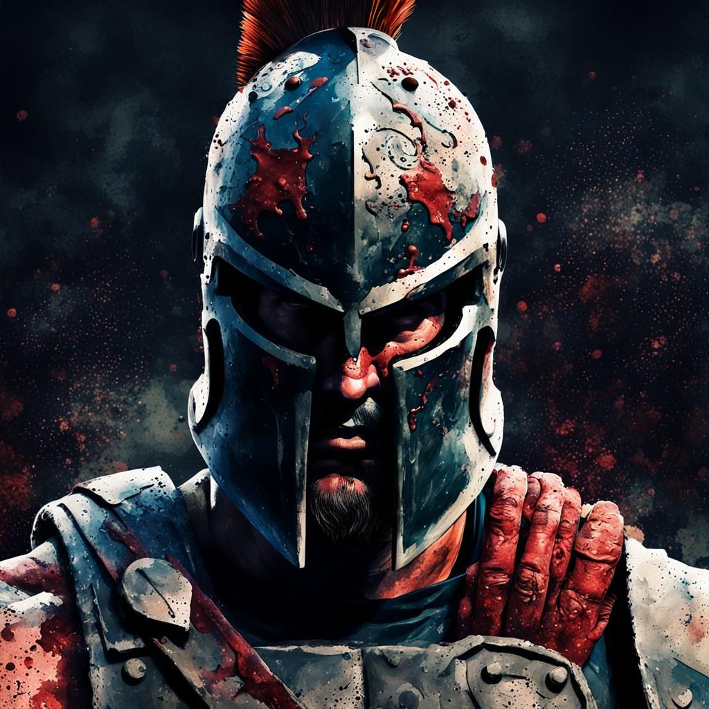 digital wallpaper portrait of a spartan warrior, no face, gloomy background, brutal, majestic, dramatic, digital paintin...