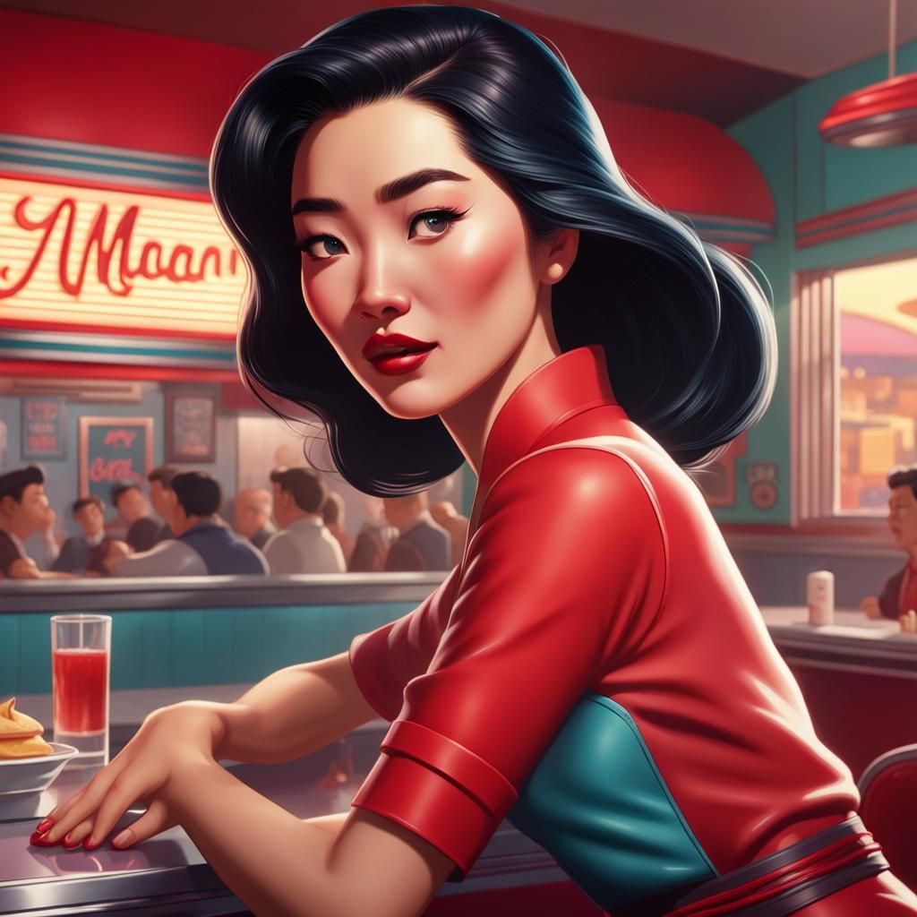 Mulan Dances in a Retro 1950s Diner