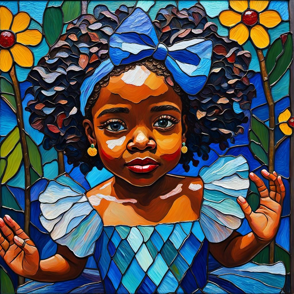 Dancing Girl in Stained Glass Style, Neo-Impressionism