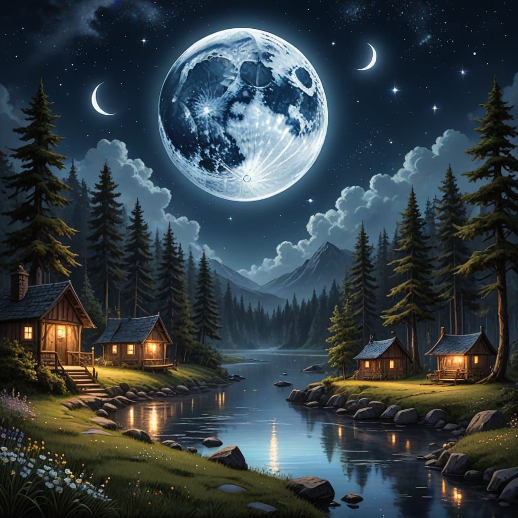 Enchanting Moonlit Night Sky