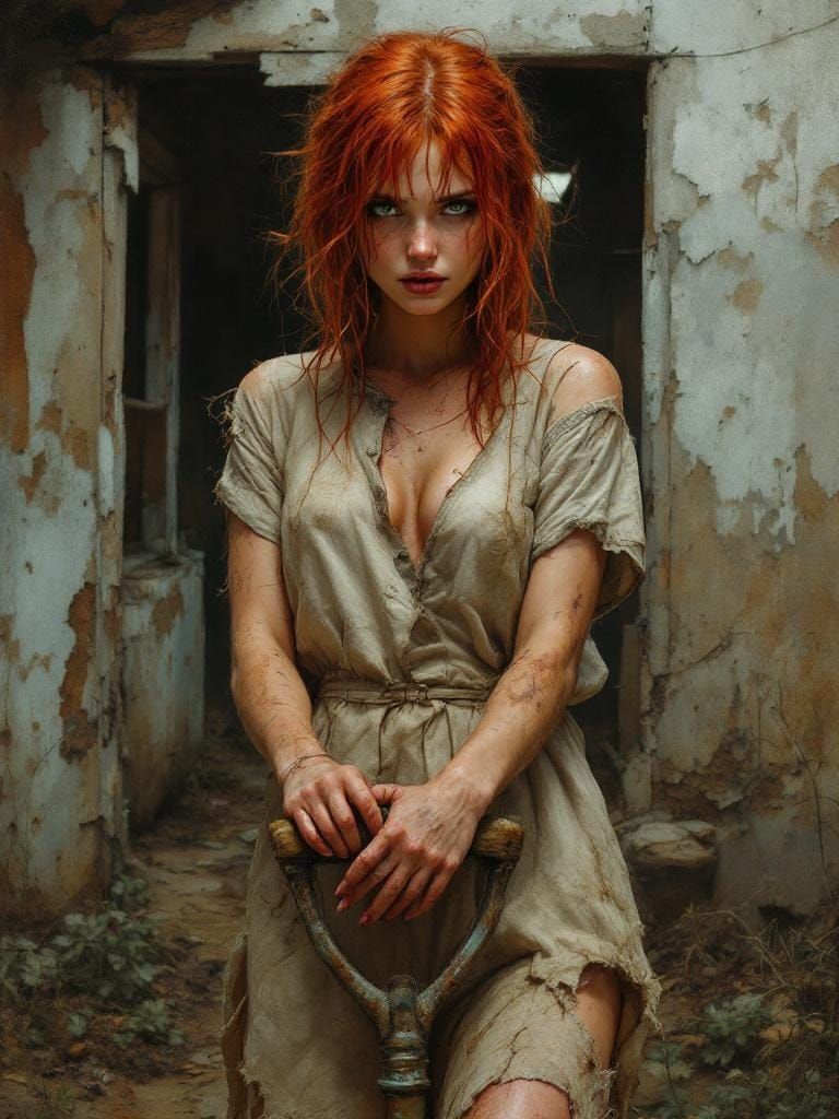 Post-Apocalyptic Farmer in Hyperrealistic Airbrush Style