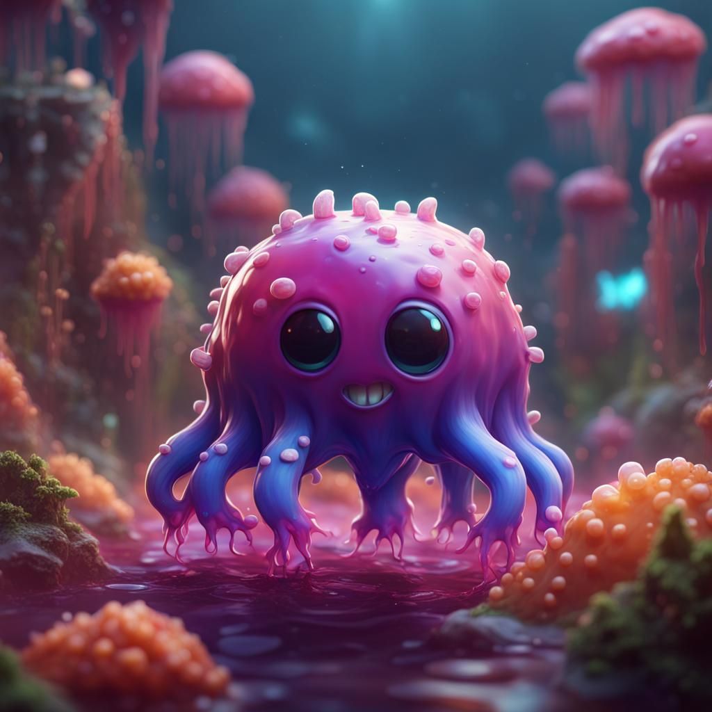 Cute Jelly Monster in Detailed Matte Painting