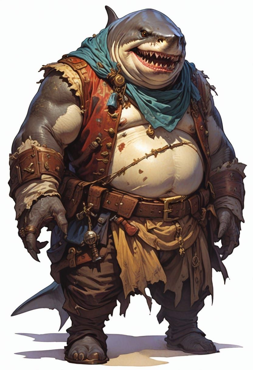Baroque Shark Pirate in 18th Century Regalia