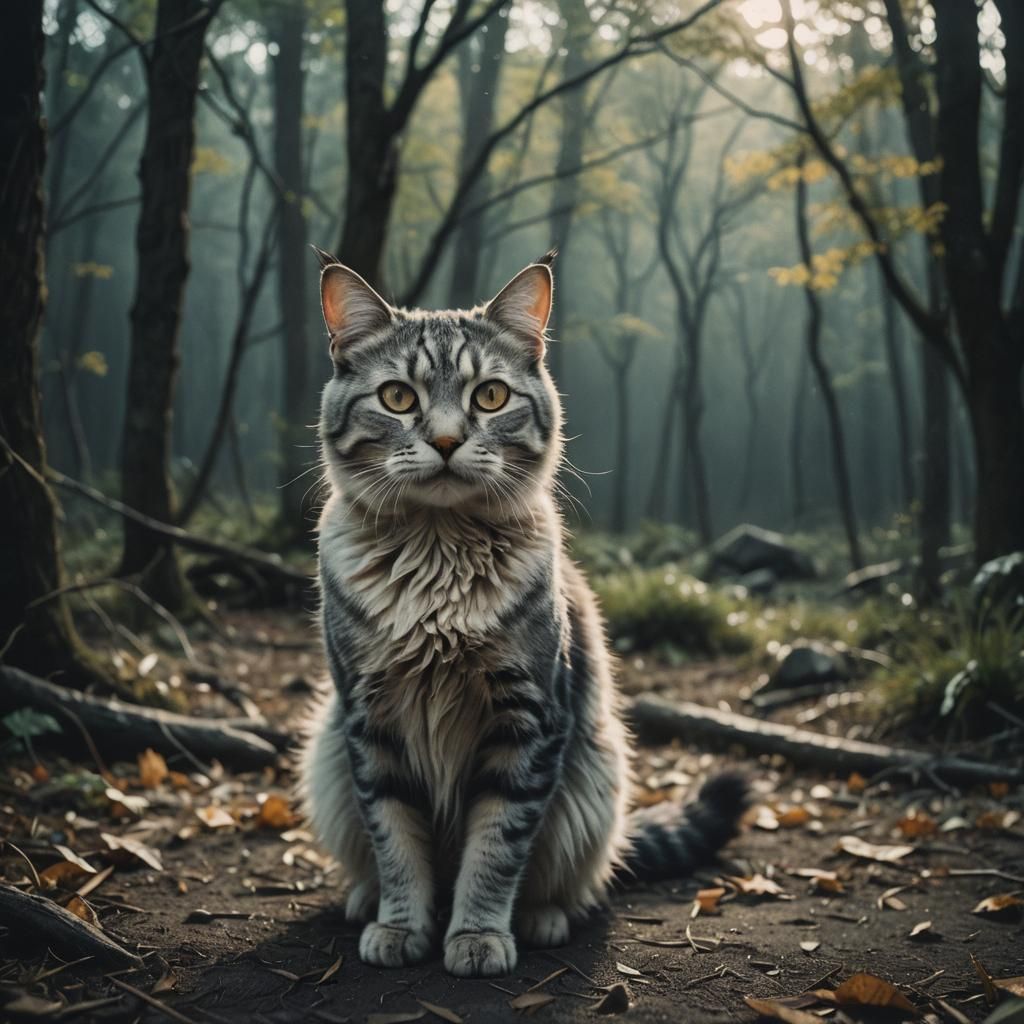 Ethereal Ghost Cat in Cinematic Style