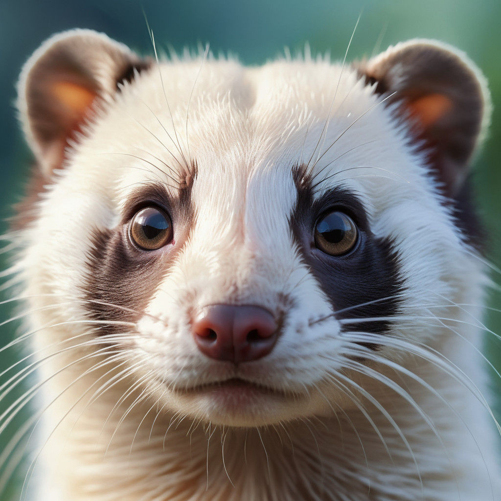 Whimsical Ferret Portrait in Pastel Hues