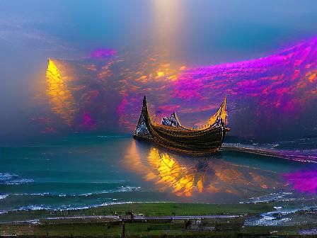 Viking Longboat on Normandy Beach