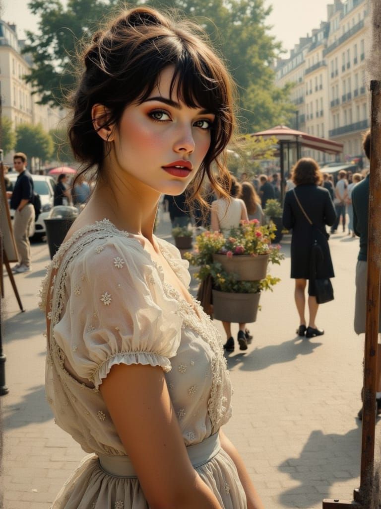 Parisian Art School Figure Study in Encrustique Style