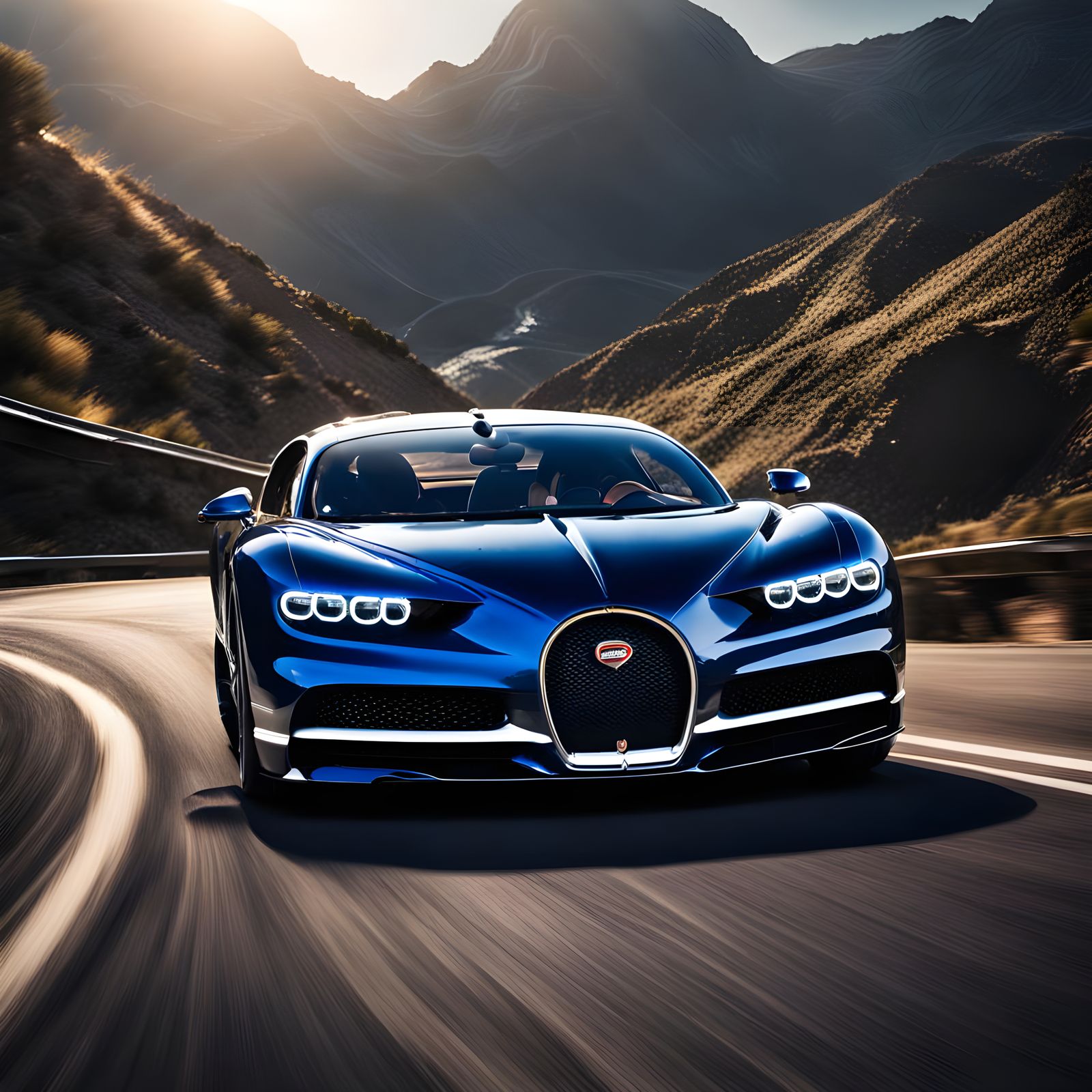 Royal Blue Bugatti Chiron Car
