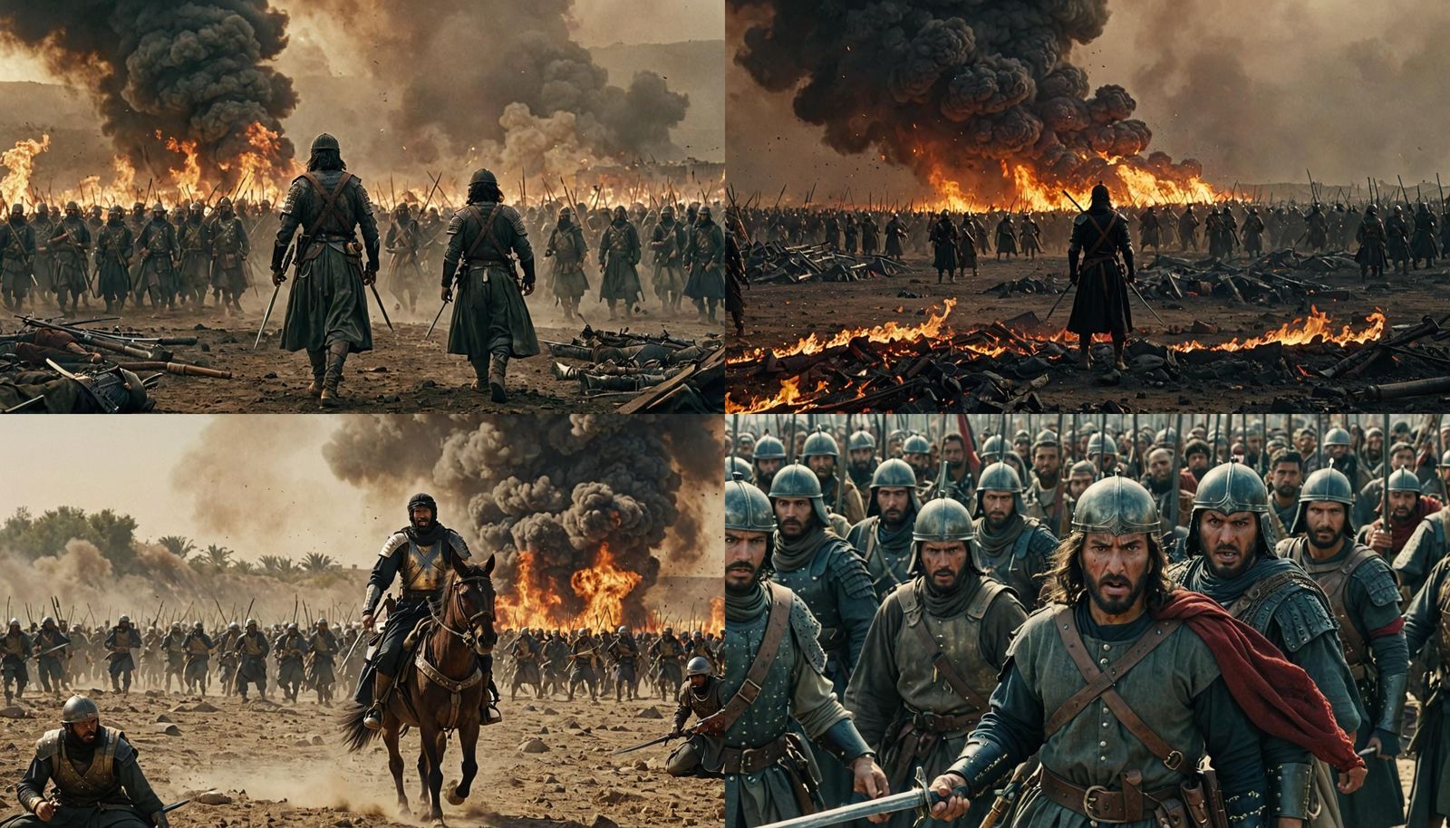 Epic Battle Scene with Armies Facing Off