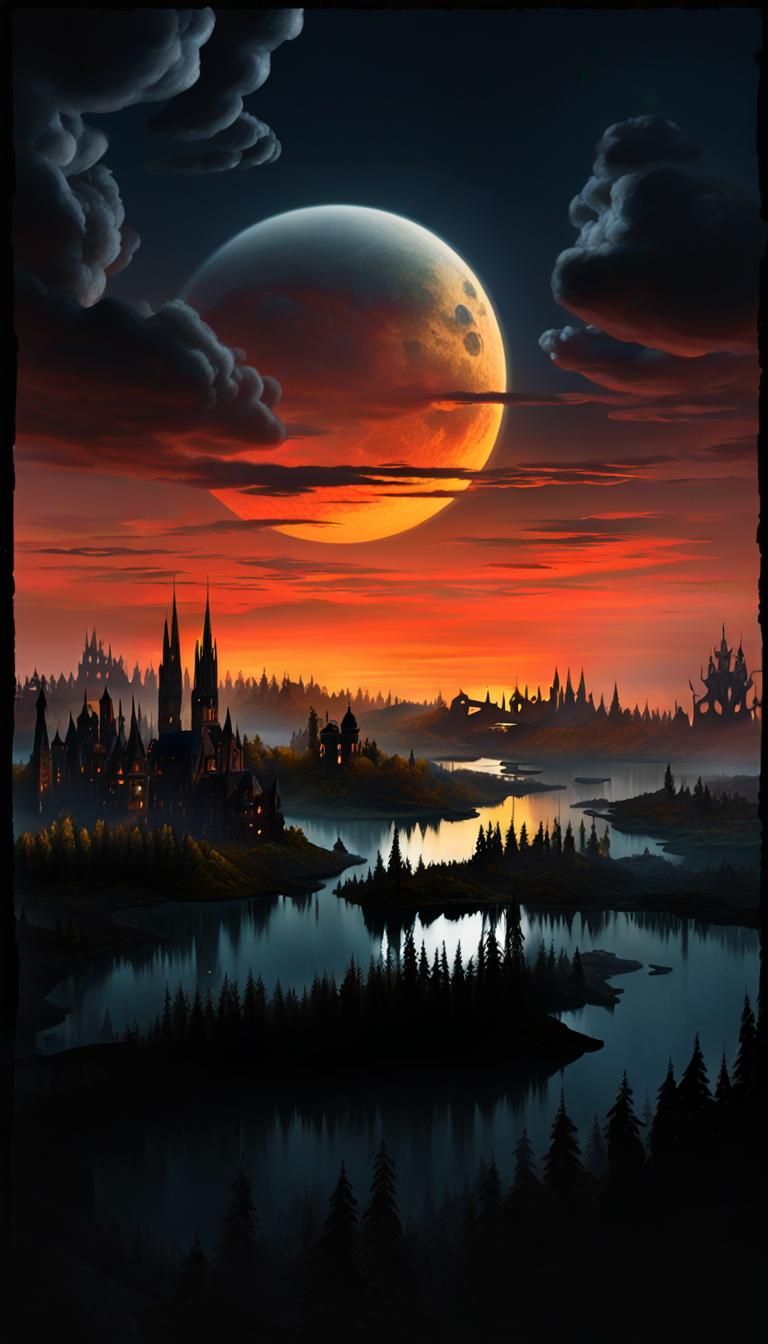 Apocalyptic Lake in a Forbidden Forest: Matte Painting