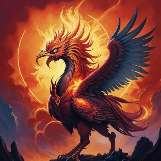 Phoenix Rising: Anime Key Visual in Manga Style