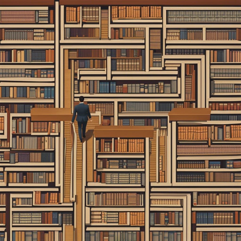 Lost in a Library Maze: Detailed Top-Down View
