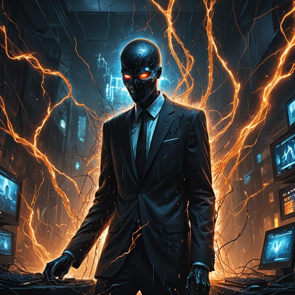 Slenderman Emerges from Screen in Dark Fantasy Art