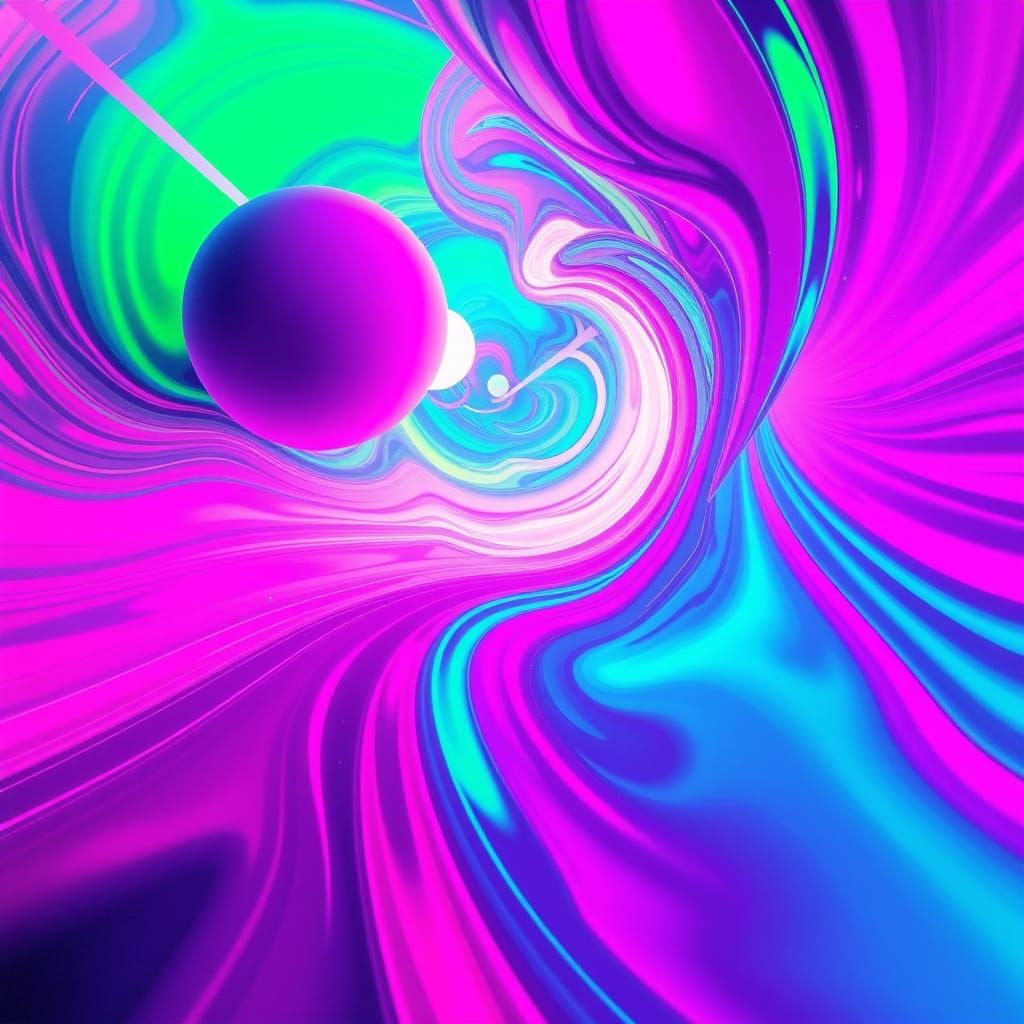 Abstract Neon Swirls in a Futuristic 80s Style