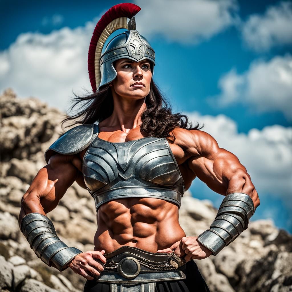 Athena Embodied: A Bodybuilder Goddess Portrait